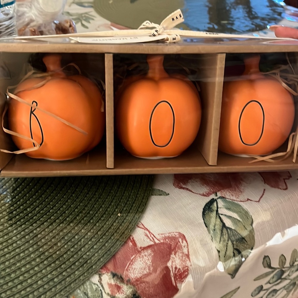 rae dunn halloween pumpkin boo set